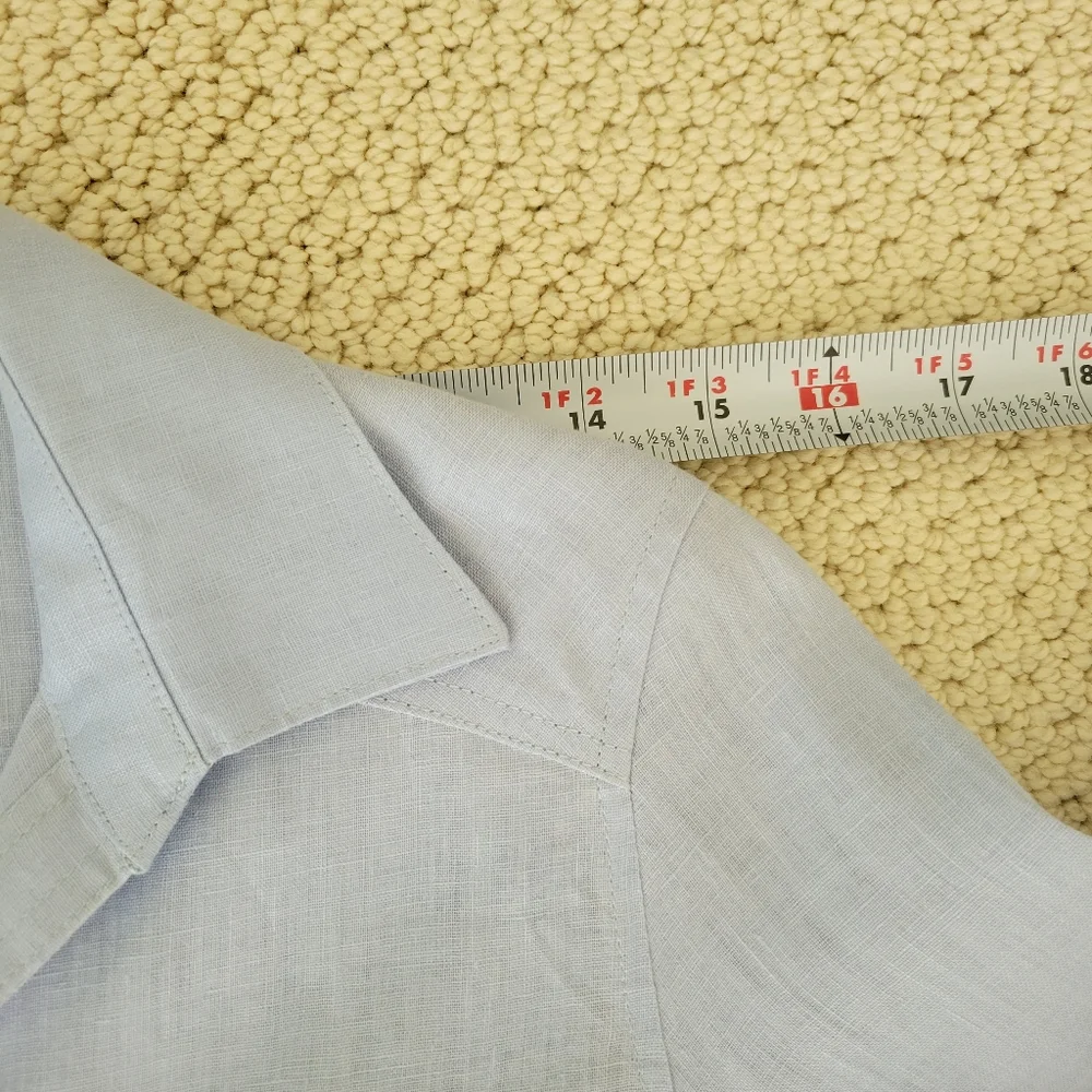 Redondo Frydman Solid Blue Linen Dress - Picture 5 of 11